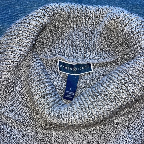 Gray and purple color block turtle neck sweater L - Picture 2 of 4